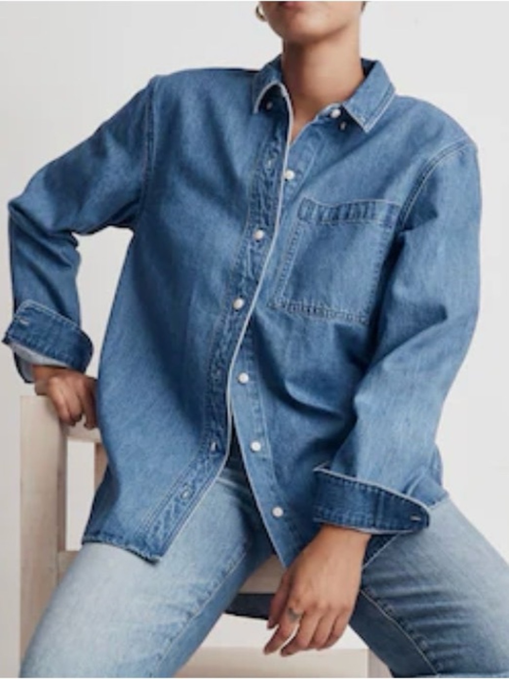 Madewell Relaxed Light Blue Denim Boyfriend Shirt